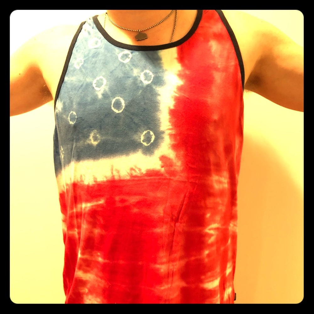 Obey tie dye American Flag Tank Top tye die